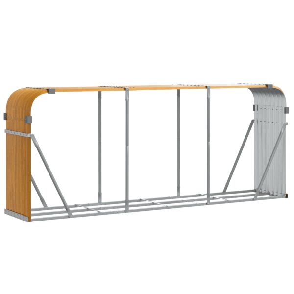 Suporte de lenha 234x45x100 cm aço galvanizado castanho-claro - Image 2
