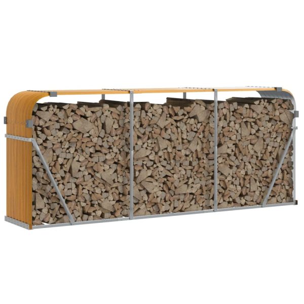 Suporte de lenha 234x45x100 cm aço galvanizado castanho-claro - Image 3