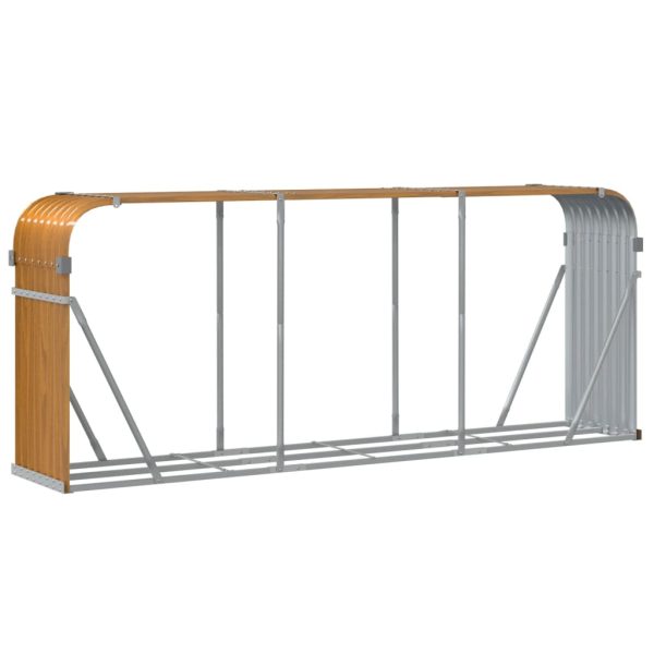 Suporte de lenha 234x45x100 cm aço galvanizado castanho-claro - Image 6