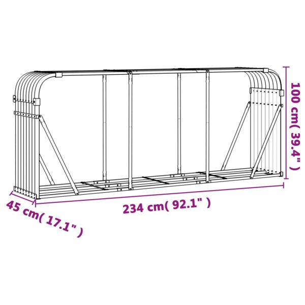 Suporte de lenha 234x45x100 cm aço galvanizado castanho-claro - Image 9