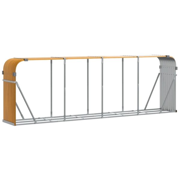Suporte de lenha 300x45x100 cm aço galvanizado castanho-claro - Image 2