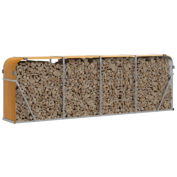 Suporte de lenha 300x45x100 cm aço galvanizado castanho-claro - Image 3