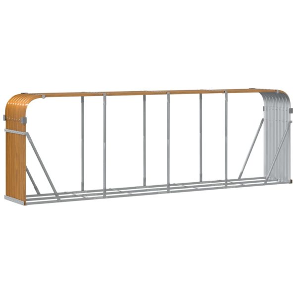 Suporte de lenha 300x45x100 cm aço galvanizado castanho-claro - Image 6