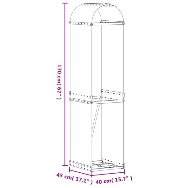 Suporte de lenha 40x45x170 cm aço galvanizado prateado - Image 9