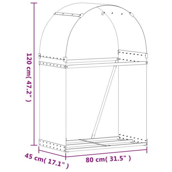 Suporte de lenha 80x45x120 cm aço galvanizado prateado - Image 9