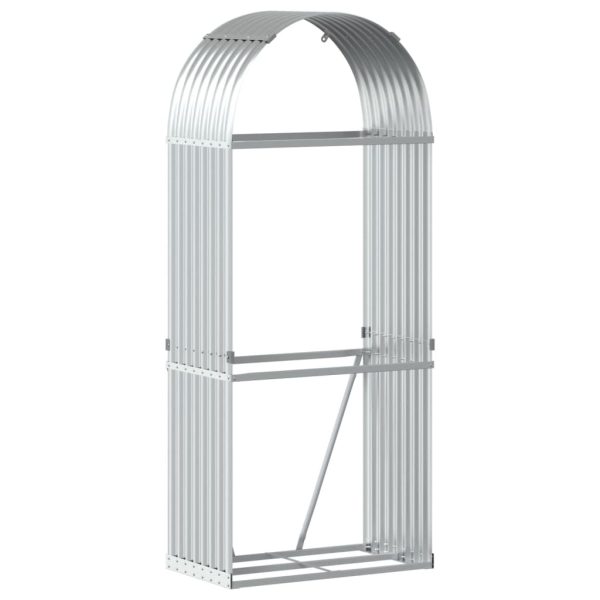 Suporte de lenha 80x45x190 cm aço galvanizado prateado - Image 2