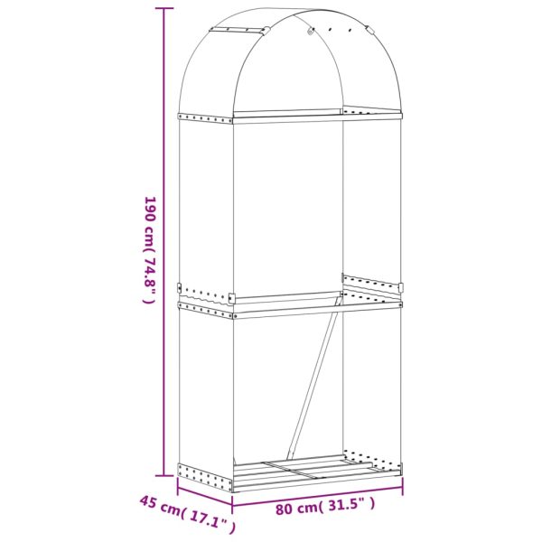 Suporte de lenha 80x45x190 cm aço galvanizado prateado - Image 9