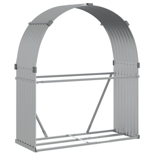 Suporte de lenha 120x45x140 cm aço galvanizado prateado - Image 2