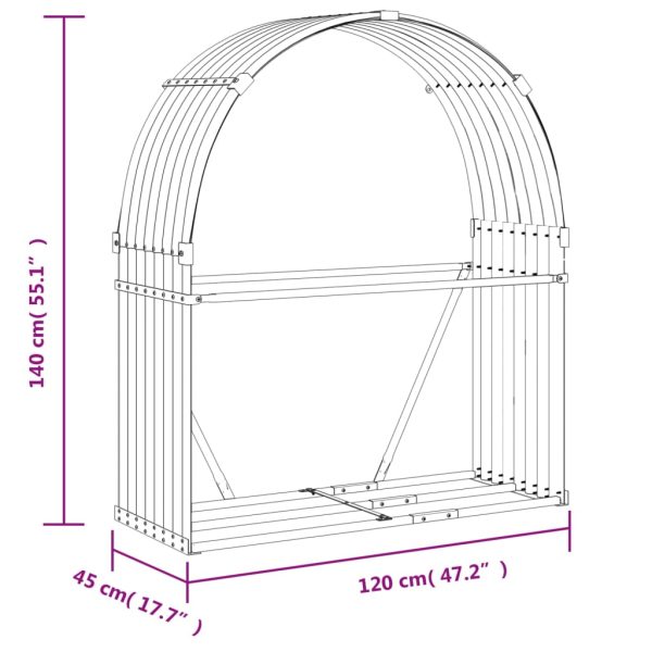 Suporte de lenha 120x45x140 cm aço galvanizado prateado - Image 9