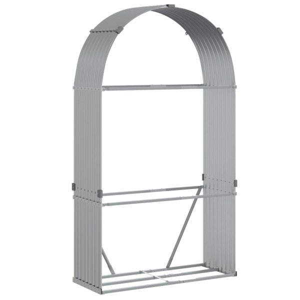 Suporte de lenha 120x45x210 cm aço galvanizado prateado - Image 2