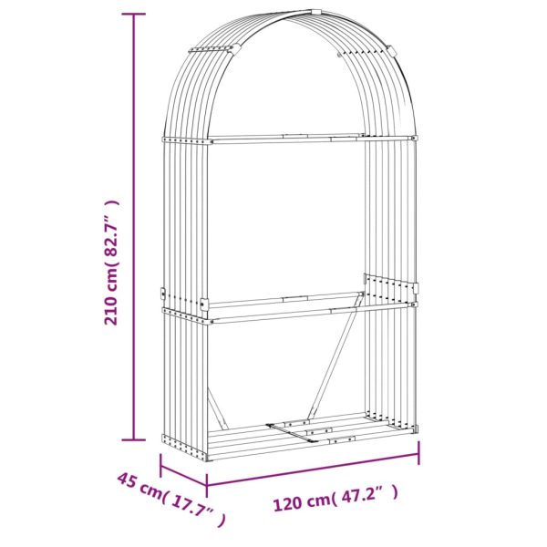 Suporte de lenha 120x45x210 cm aço galvanizado prateado - Image 9