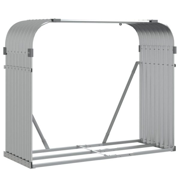 Suporte de lenha 120x45x100 cm aço galvanizado prateado - Image 2