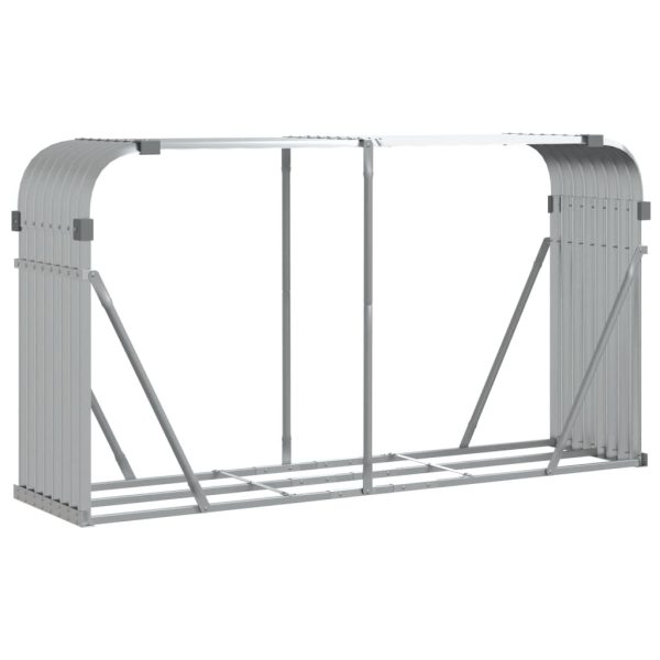 Suporte de lenha 180x45x100 cm aço galvanizado prateado - Image 2