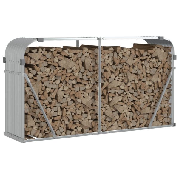 Suporte de lenha 180x45x100 cm aço galvanizado prateado - Image 3