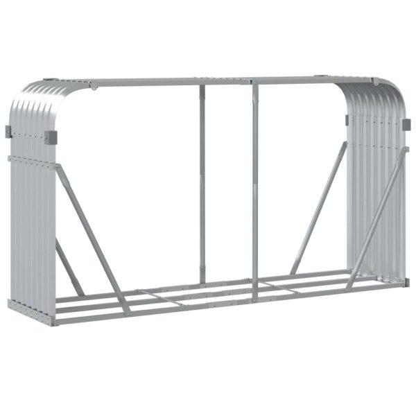 Suporte de lenha 180x45x100 cm aço galvanizado prateado - Image 6