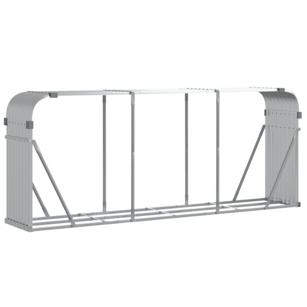 Suporte de lenha 234x45x100 cm aço galvanizado prateado - Image 2