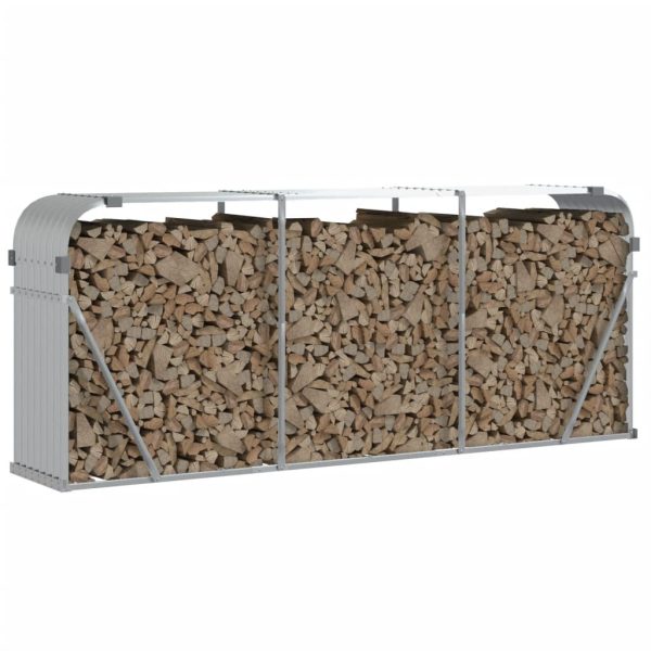 Suporte de lenha 234x45x100 cm aço galvanizado prateado - Image 3