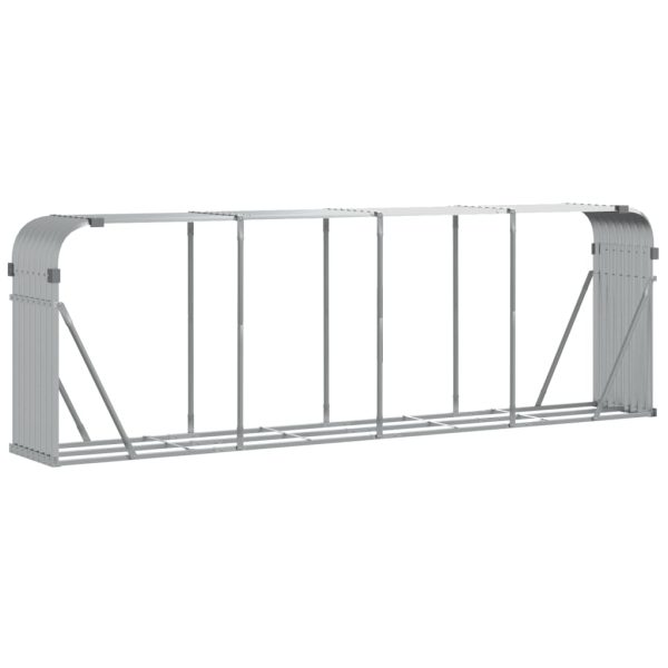 Suporte de lenha 300x45x100 cm aço galvanizado prateado - Image 2