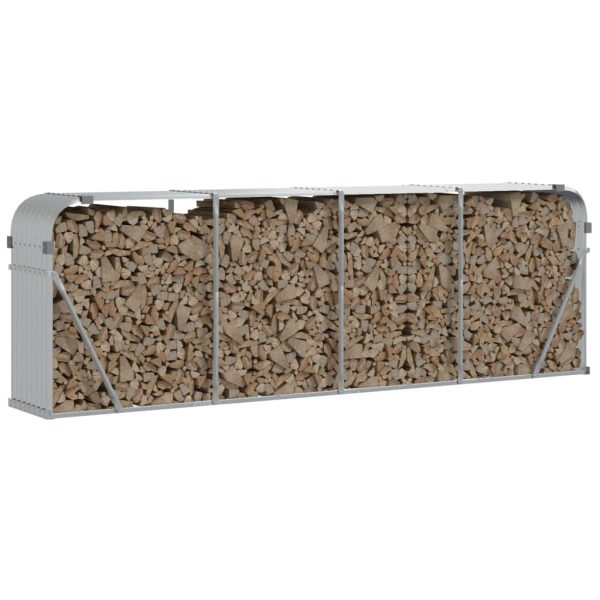 Suporte de lenha 300x45x100 cm aço galvanizado prateado - Image 3