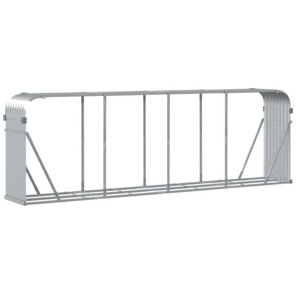 Suporte de lenha 300x45x100 cm aço galvanizado prateado - Image 6
