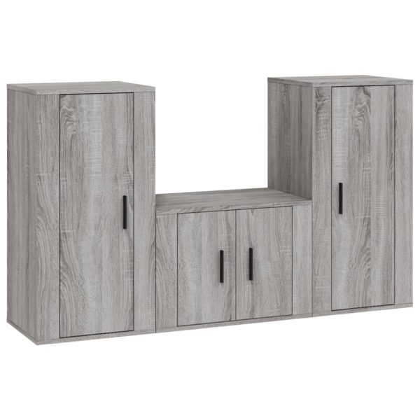 Conjunto móveis de TV 3 pcs madeira processada sonoma cinza - Image 2