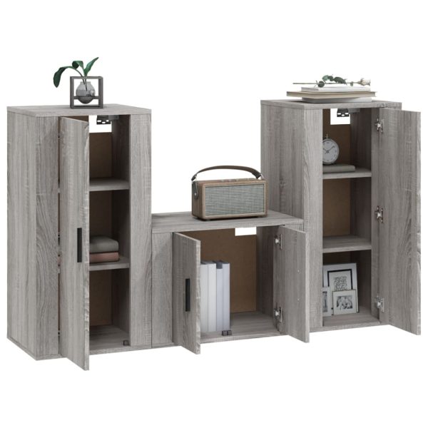 Conjunto móveis de TV 3 pcs madeira processada sonoma cinza - Image 3