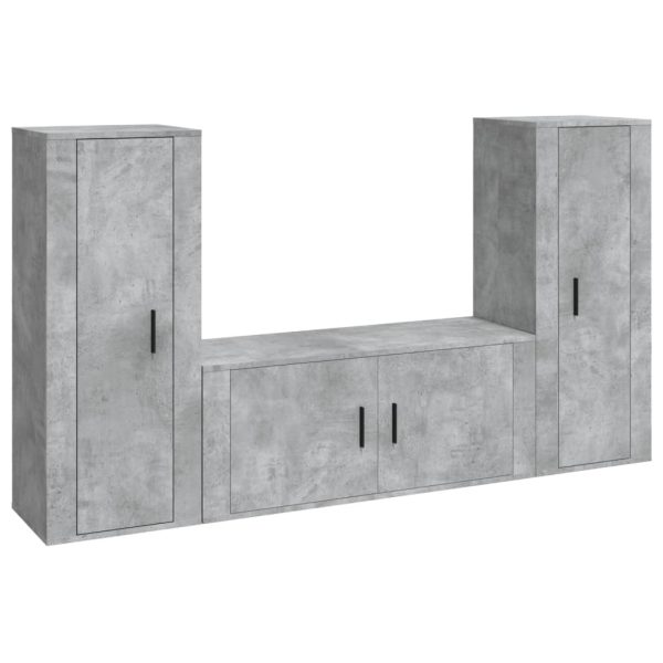 Conjunto móveis de TV 3 pcs madeira processada cinzento cimento - Image 2