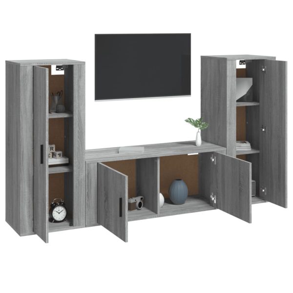 Conjunto móveis de TV 3 pcs madeira processada sonoma cinza - Image 3