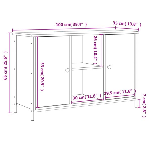 Móvel de TV 100x35x65 cm derivados de madeira cinzento sonoma - Image 11