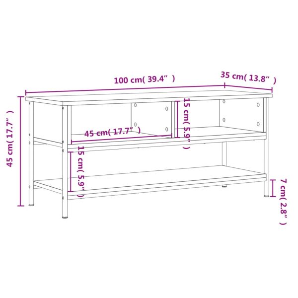 Móvel de TV 100x35x45 cm derivados de madeira cinzento sonoma - Image 9
