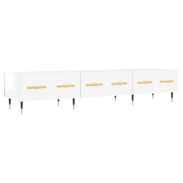 Móvel de TV 150x36x30 cm derivados de madeira branco brilhante - Image 2