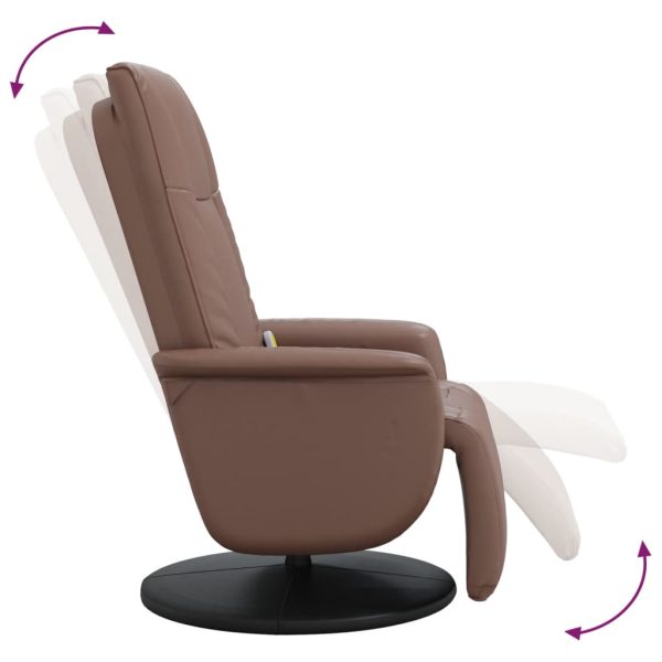 Poltrona massagens recl. c/ apoio pés couro artificial castanho - Image 6