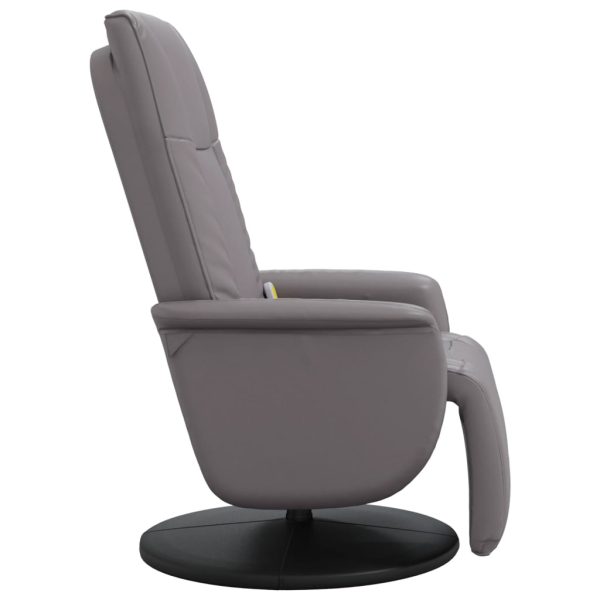 Cadeira massagens reclinável c/apoio pés couro artificial cinza - Image 4
