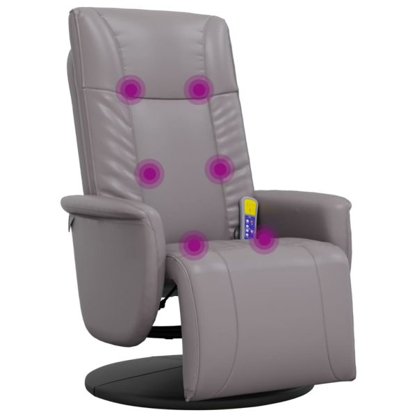 Cadeira massagens reclinável c/apoio pés couro artificial cinza - Image 7
