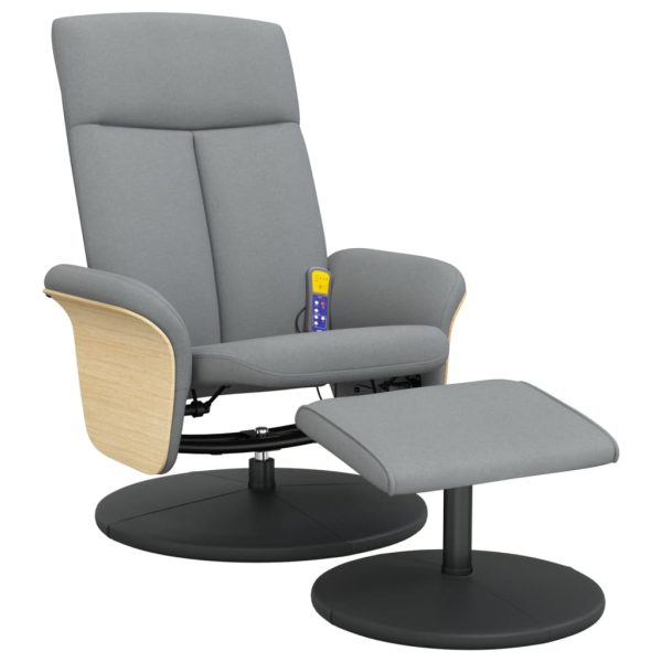 Cadeira de massagens reclinável c/ apoio pés tecido cinza-claro - Image 2