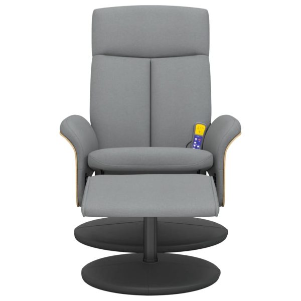 Cadeira de massagens reclinável c/ apoio pés tecido cinza-claro - Image 3