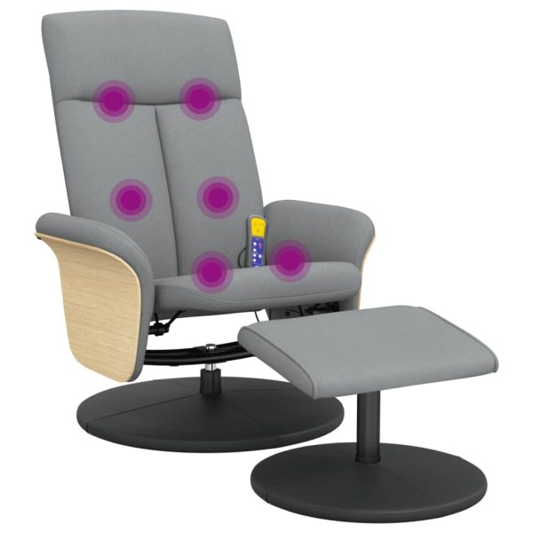 Cadeira de massagens reclinável c/ apoio pés tecido cinza-claro - Image 7