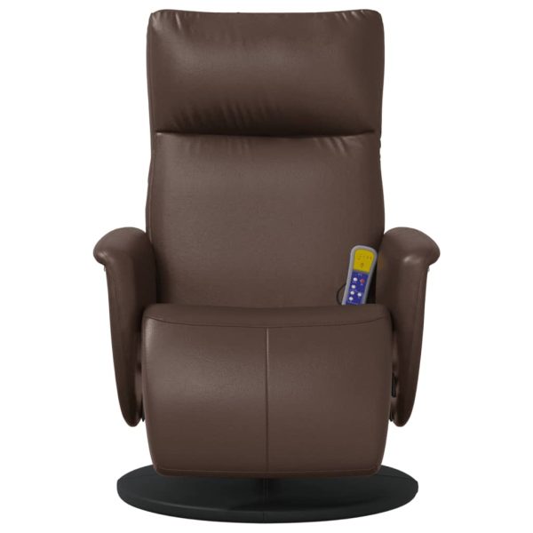 Poltrona massagens reclinável + apoio pés couro artif. castanho - Image 3