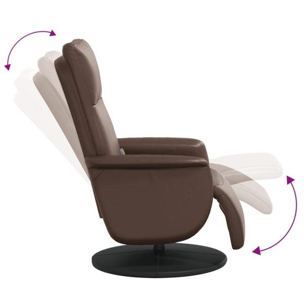 Poltrona massagens reclinável + apoio pés couro artif. castanho - Image 6