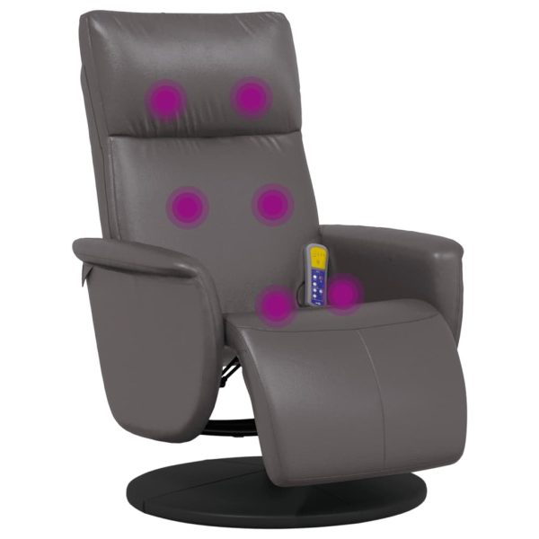 Cadeira massagens reclinável c/apoio pés couro artificial cinza - Image 7