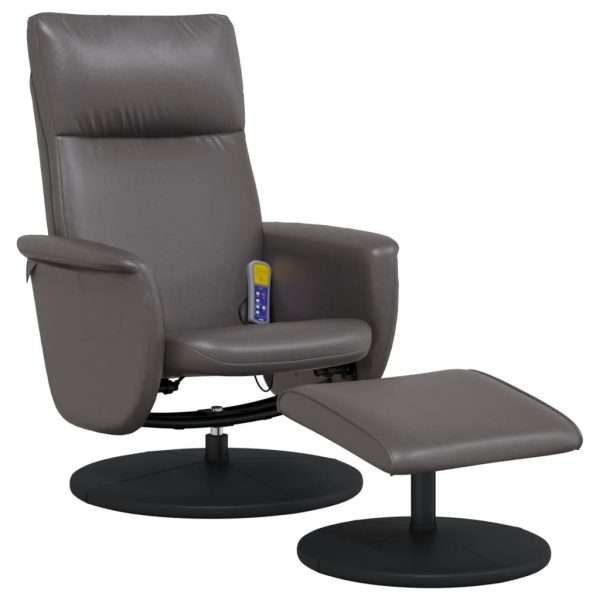 Cadeira massagens reclinável c/apoio pés couro artificial cinza - Image 2