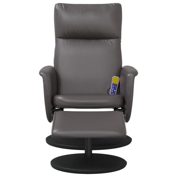Cadeira massagens reclinável c/apoio pés couro artificial cinza - Image 3