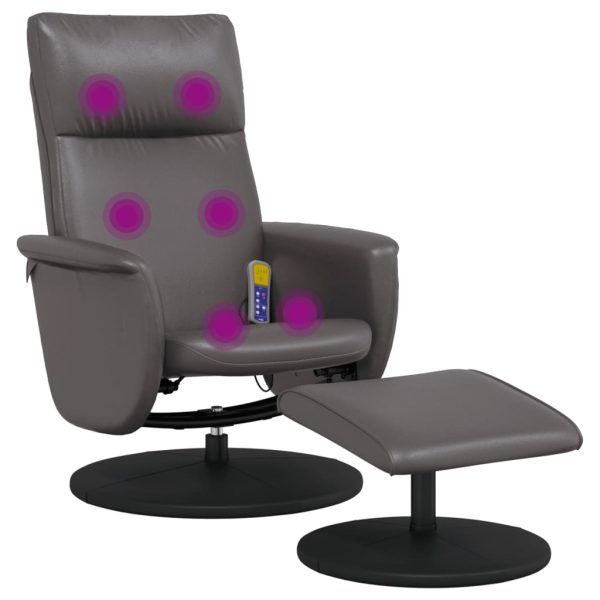 Cadeira massagens reclinável c/apoio pés couro artificial cinza - Image 7