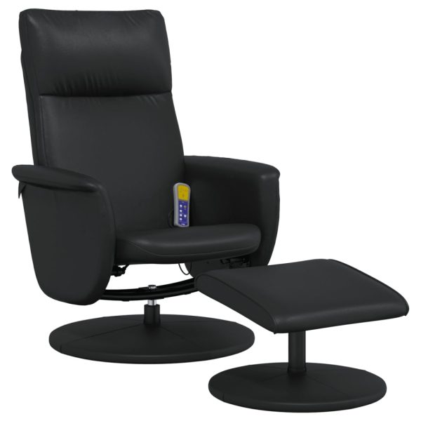 Cadeira massagens reclinável c/apoio pés couro artificial preto - Image 2