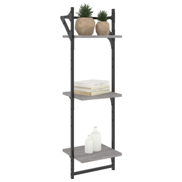 Estante 3 prateleiras c/ barras 2pcs 30x25x100 cm cinza sonoma - Image 3