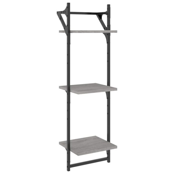 Estante 3 prateleiras c/ barras 2pcs 30x25x100 cm cinza sonoma - Image 4