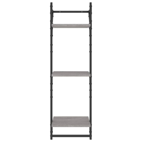 Estante 3 prateleiras c/ barras 2pcs 30x25x100 cm cinza sonoma - Image 5