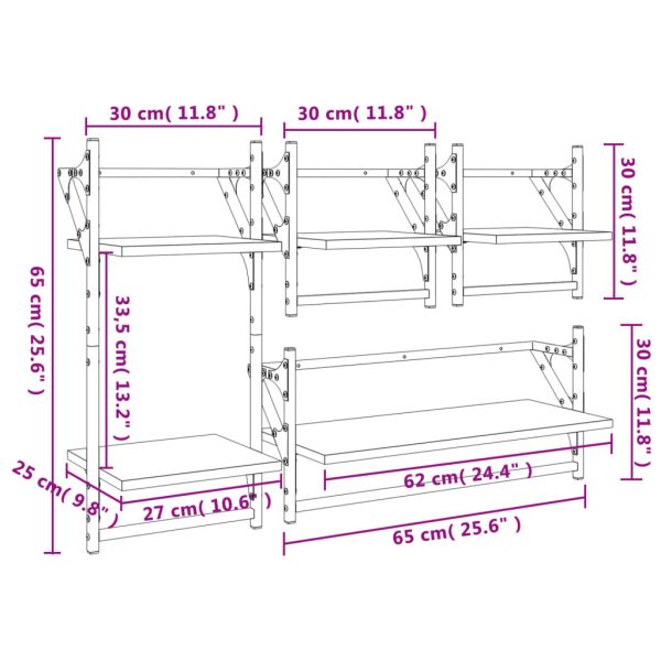 4 pcs prateleiras parede derivados de madeira carvalho fumado - Image 11