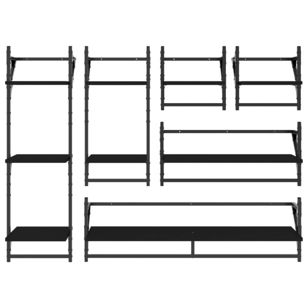 6 pcs prateleiras de parede derivados de madeira preto - Image 4