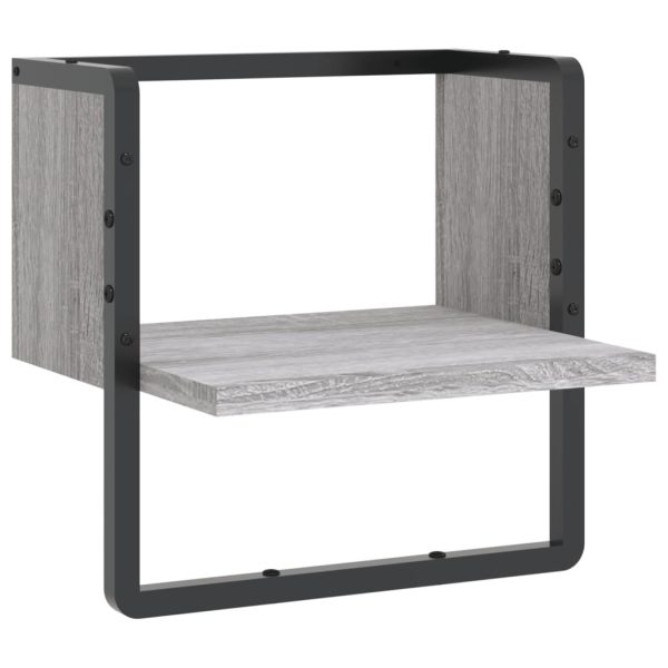 Prateleira de parede com barra 30x25x30 cm cinzento sonoma - Image 2